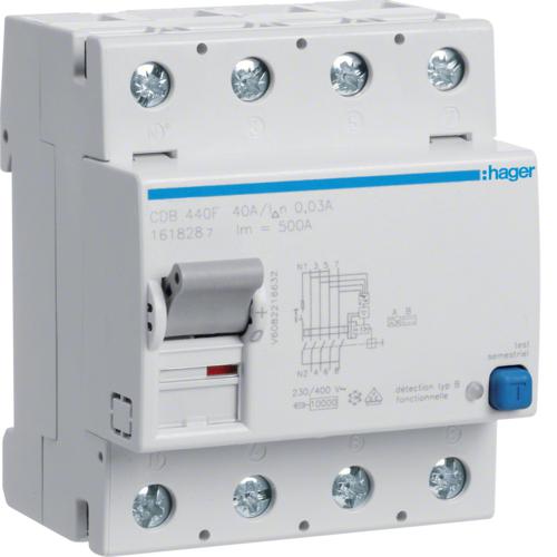 Photo Interrupteur diffrentiel 4P 40A 30mA type B NK | Ref : CDB440F
