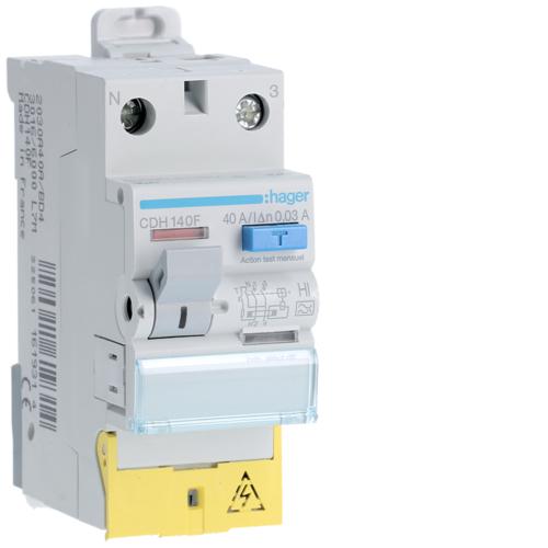 Photo Interrupteur diffrentiel 1P+N 40A 30mA type haute immunit  bornes dcales | Ref : CDH140F