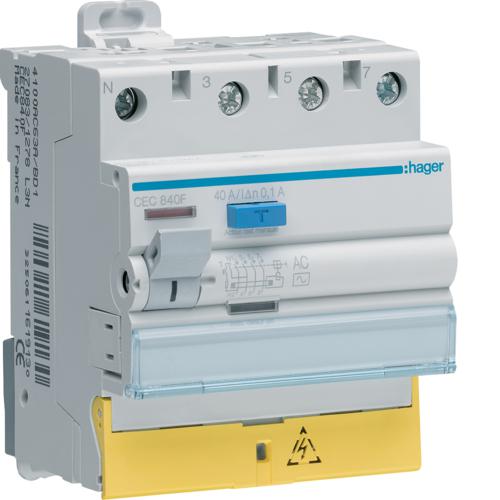 Photo Interrupteur diff�rentiel 3P+N 40A 100mA type AC � bornes d�cal�es | Ref : CEC840F