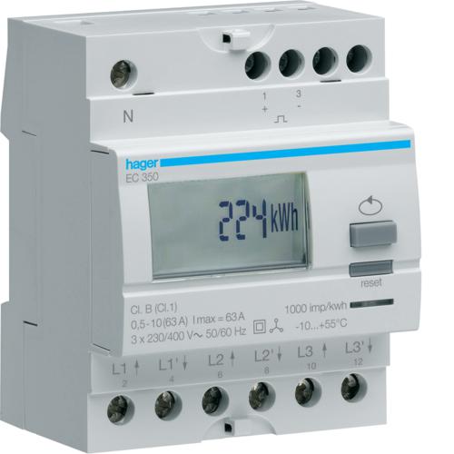 Photo Compteur d\'�nergie �lectrique triphas� direct 63A simple tarif | Ref : EC350