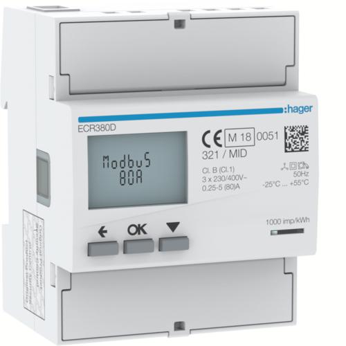 Photo 3 Phase kWhmeter direct 80A 4M MODBUS MID | Ref : ECR380D