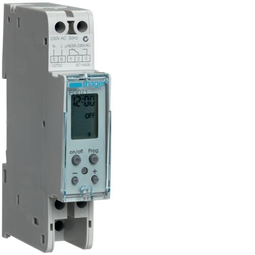Photo Interrupteur horaire électronique compact 1 voie sur 7 jours, programme libre | Ref : EG071