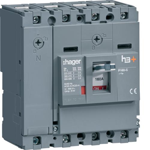 Photo Disjoncteur Boitier Moul h3+ P160 SW 4P LN 160A CTC | Ref : HCS161AC