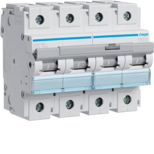 Photo Disjoncteur 4P 15kA courbe D - 100A 6 modules | Ref : HMD490