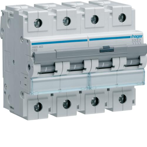 Photo Disjoncteur 4P 50kA courbe C - 63A 6 modules | Ref : HMX463