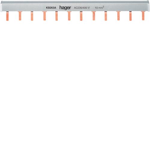 Photo Barre de pontage 2P 63A languette 10mm² 12M | Ref : KB263A