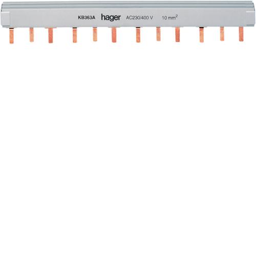 Photo Barre de pontage 3P 63A languette 10mm² 12M | Ref : KB363A