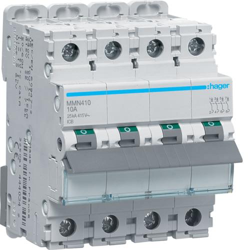 Photo Disjoncteur magntique 4P 25kA 10A 400V access. indicateur IEC 947-2 | Ref : MMN410