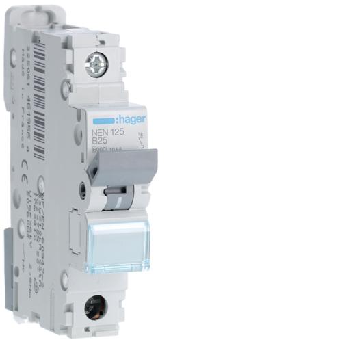 Photo Disjoncteur 1P 6-10kA courbe B - 25A 1 module | Ref : NEN125
