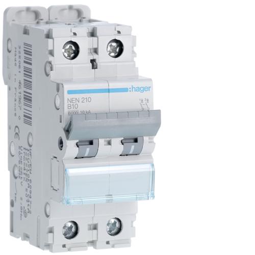 Photo Disjoncteur 2P 6-10kA courbe B - 10A 2 modules | Ref : NEN210