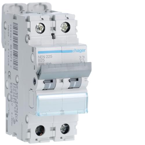 Photo Disjoncteur 2P 6-10kA courbe B-25A 2 modules | Ref : NEN225