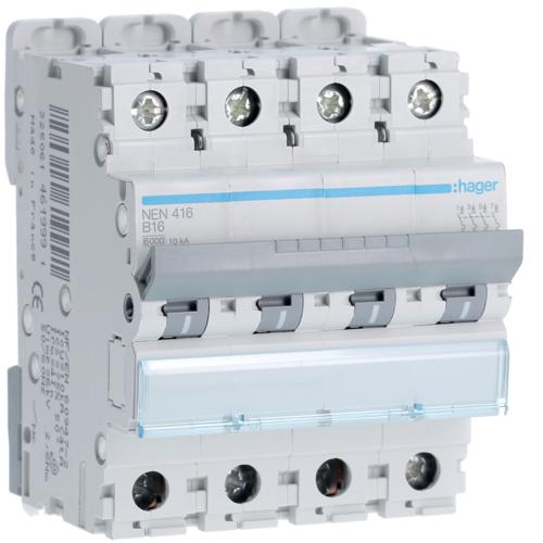 Disjoncteur Schneider 4P 16A 6KA C 4 modules