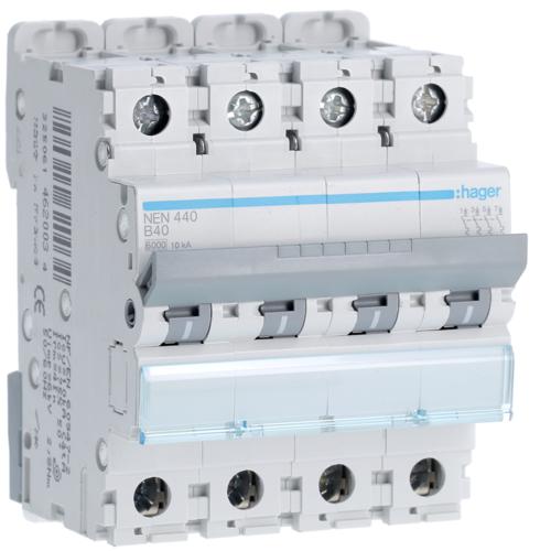 Photo Disjoncteur 4P 6-10kA courbe B - 40A 4 modules | Ref : NEN440