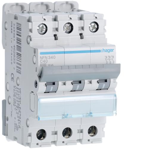 Photo Disjoncteur 3P 6-10kA courbe C - 40A 3 modules | Ref : NFN340