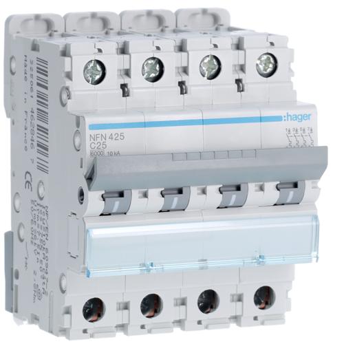 Photo Disjoncteur 4P 6-10kA courbe C - 25A 4 modules | Ref : NFN425
