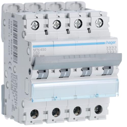 Photo Disjoncteur 4P 6-10kA courbe C - 50A 4 modules | Ref : NFN450