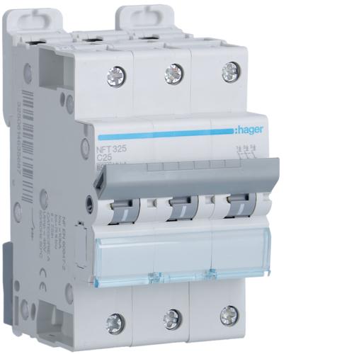 Photo Disjoncteur 3P 6-10kA courbe C - 25A 3 modules | Ref : NFT325