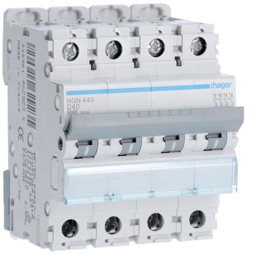 Photo Disjoncteur 4P 6-10kA courbe D - 40A 4 modules | Ref : NGN440