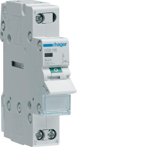Photo Interrupteur modulaire 1 ple 16A  voyant | Ref : SBB116