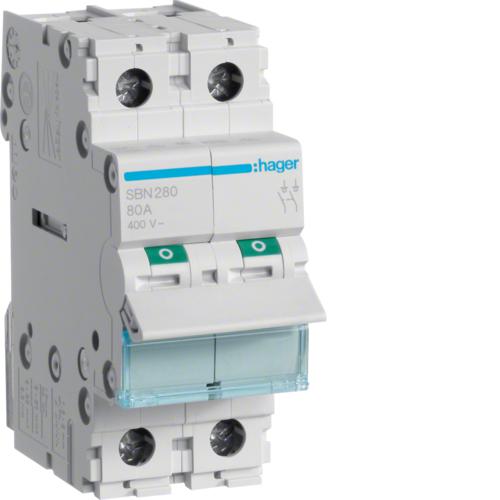 Photo Interrupteur modulaire 2 ples 80A | Ref : SBN280