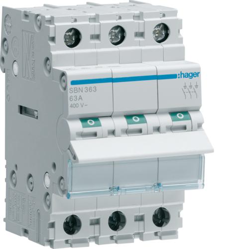 Photo Interrupteur modulaire 3 ples 63A | Ref : SBN363