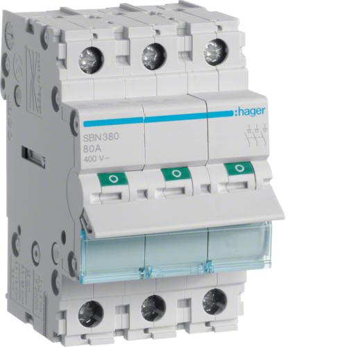 Photo Interrupteur modulaire 3 ples 80A | Ref : SBN380