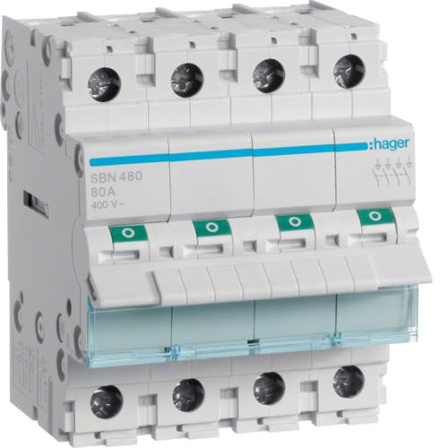 Photo Interrupteur modulaire 4 ples 80A | Ref : SBN480