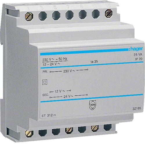 Photo Transformateur scurit 25VA 230V-12  24V | Ref : ST312