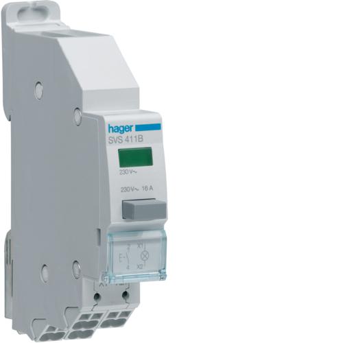 Photo bouton poussoir 1F impulsion + Voyant vert 230VAC QC passage de barre | Ref : SVS411B