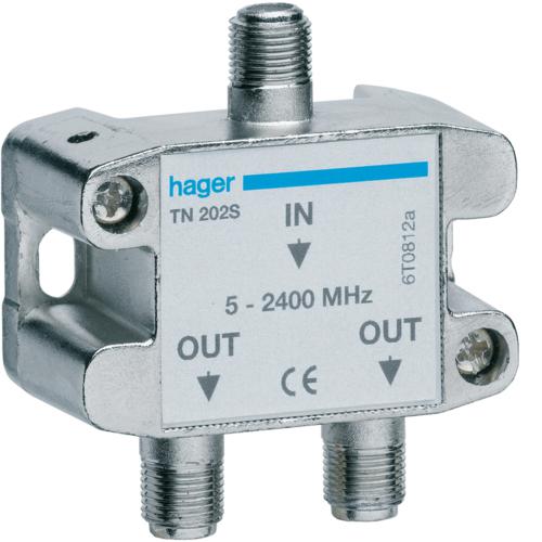 Répartiteur TV hertzien/satellite 2 sorties COAX 5-2400MHz - HAGER