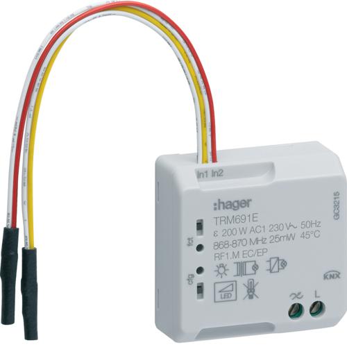 Photo 1 sortie clairage variateur toutes charges 2 fils + 2 entres KNX radio | Ref : TRM691E