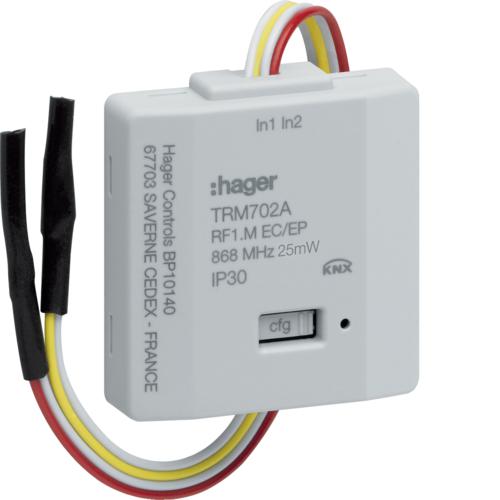 Photo Module 2 entres  encastrer alimentation pile KNX radio | Ref : TRM702A