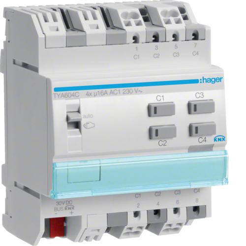 Photo Module de sortie 4x 16A /230V~. KNX | Ref : TYA604C