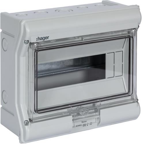 Photo Coffret étanche vector IP55 1 rangée 8+2 modules h 210mm l 237mm | Ref : VE110F