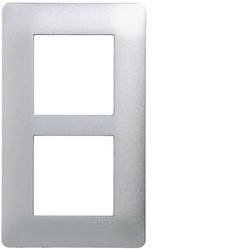 Plaque Double TITANE KALLYSTA Hager Verticale 57mm Pour Rénovation - WK496