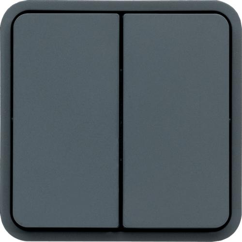 Photo cubyko Double poussoir 1O/1F associable gris IP55 | Ref : WNA044