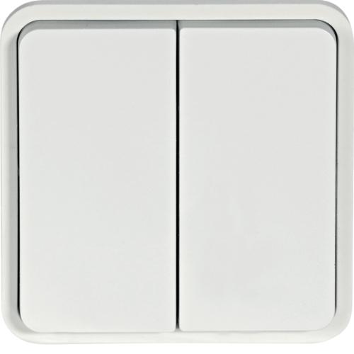 Photo cubyko Double poussoir 1O/1F associable blanc IP55 | Ref : WNA044B