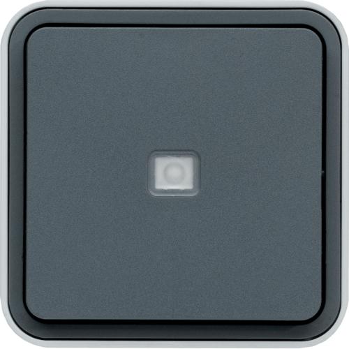 Photo cubyko interrupteur va-et-vient tmoin avec neutre saillie gris IP55 | Ref : WNC003