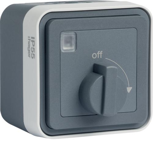 Photo cubyko Minuterie bouton rotatif saillie gris IP55 | Ref : WNC009