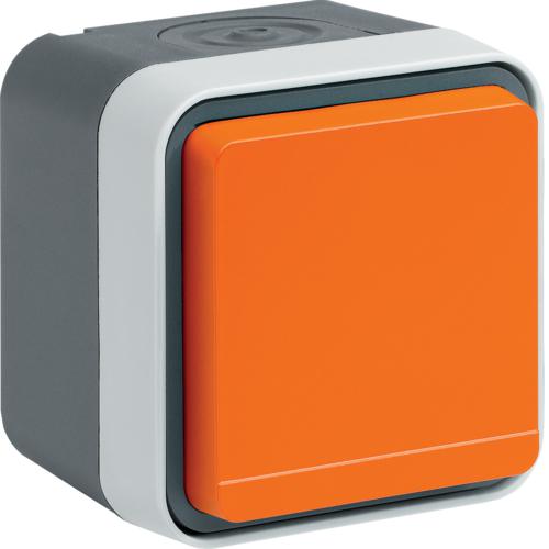 Photo Prise de courant 2P+T tanche cubyko IP55 orange complte installation saillie | Ref : WNC100E