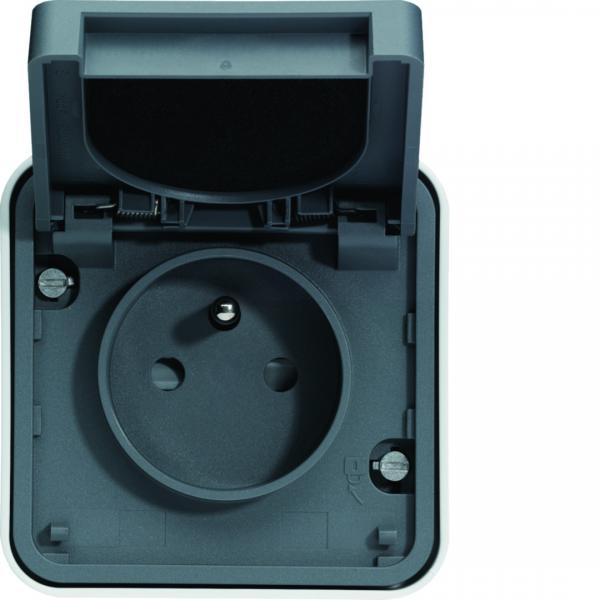 Photo cubyko leaf prise de courant 2P+T tanche IP55 gris installation saillie | Ref : WNC100EC