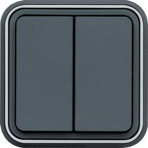 Photo cubyko Double interrupteur va-et-vient  encastr gris IP55 | Ref : WNE040