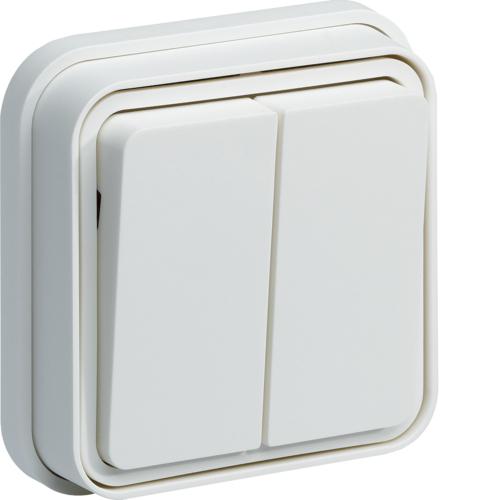 Photo cubyko Double interrupteur va-et-vient  encastr blanc IP55 | Ref : WNE040B