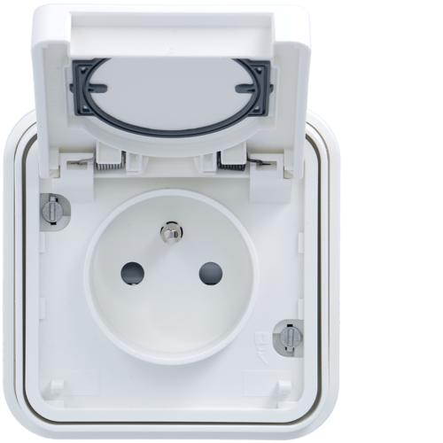 Photo cubyko prise lectrique 2P+T complte encastre. 16A. IP55. finition blanc | Ref : WNE100B