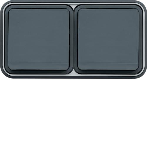 Photo cubyko Prise double horizontale 2P+T encastr gris IP55 | Ref : WNE122