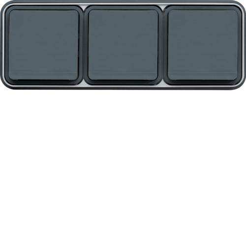 Photo cubyko Prise triple horizontale 2P+T encastr gris IP55 | Ref : WNE123