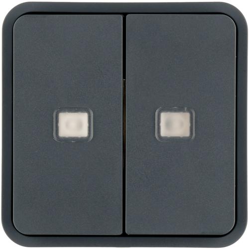 Photo Cubyko 2 touches KNX à voyants coloris gris | Ref : WNT954