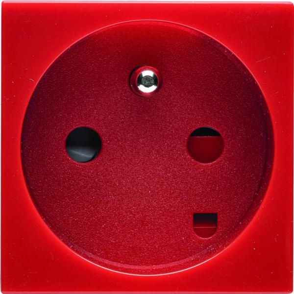 Photo Prise de courant  2P+T detrompage rouge (mcanisme et enjoliveur) | Ref : WXF104R