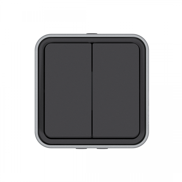 Vignette 2 produit cubyko leaf double va-et-vient saillie gris IP55 | Ref : WNC040EC