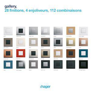 HAGER Enjoliveur prise de courant 2p+t gallery avec couvercle pure WXD101B